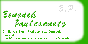 benedek paulcsenetz business card